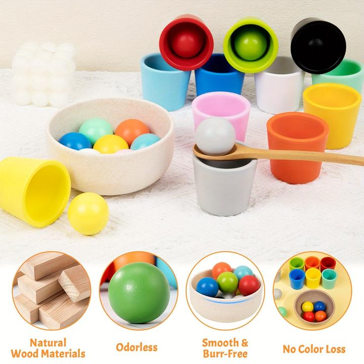 Produktbild Activity Board Hölzerne Regenbogen Ball Farbe Matching Spielzeug, Sortieren Spiel Spielzeug, Farbe Matching und