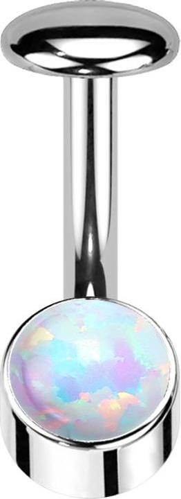 Produktbild Star Piercing Threadless Labret-Stab Banane silber Zylinder silber Opal weiss (Titan G23)