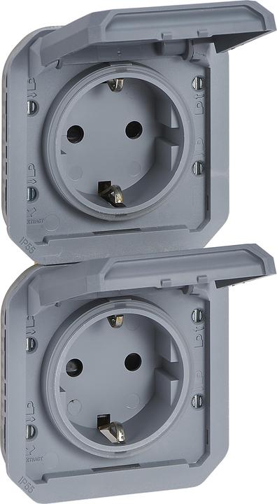 Image du produit Legrand PLEXO New insert, prise de courant pour locaux humides, double avec couvercle rabattable