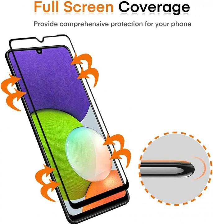 Produktbild Screenguard Samsung Galaxy A22 5G Full Screen Panzerglas Schutzfolie 2.5D 9H (1 Stück, Samsung Galaxy A22 5G)