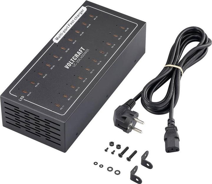 Actual product image Voltcraft UC-20C400W01 USB Ladegerät 400 W 20x USB-C® USB PD Innenbereich USB Po (400 W)