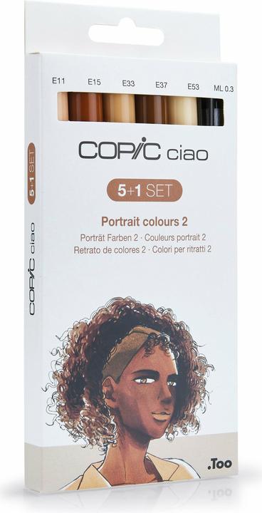 Produktbild Copic Marker ciao, 5+1 Set "Portrait 2" (Beige, Sandbraun, Sepia, Braun, 0.30 mm, 6 x)
