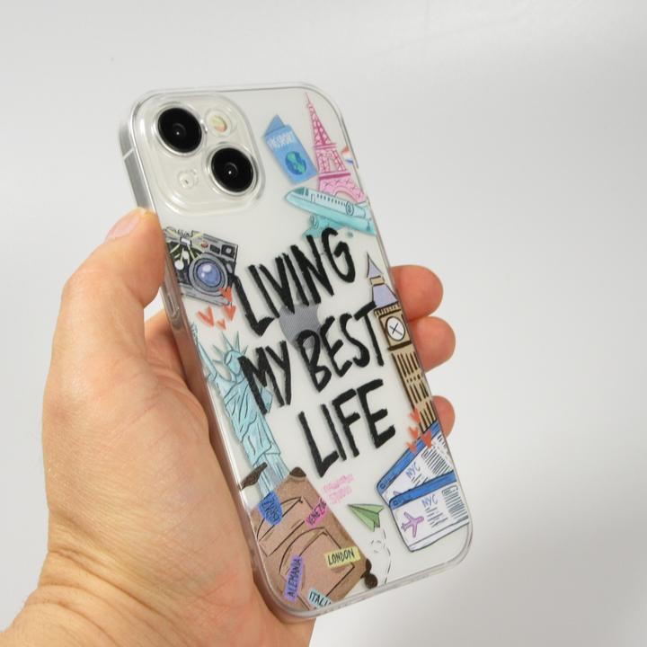 Produktbild PhoneLook Hülle es Silikon Cover Living my best Life (Apple iPhone 15)