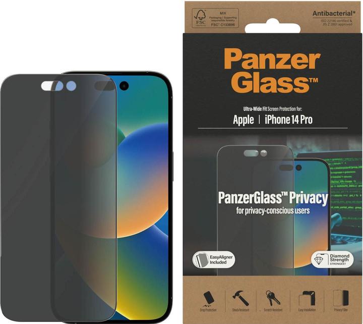 Immagine prodotto PanzerGlass Pellicola protettiva Ultra Wide Fit Privacy iPhone 14 Pro (1 Pezzo/i, Apple iPhone 14 Pro)