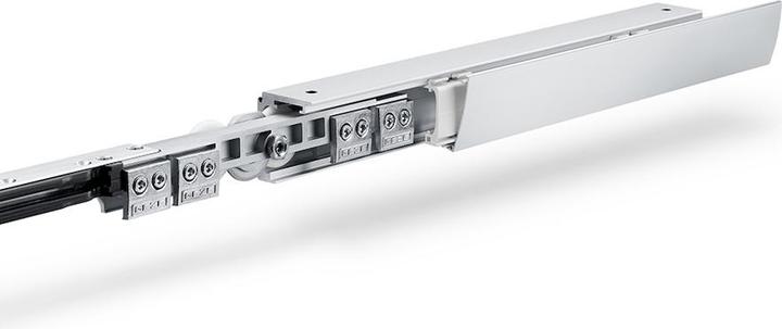 Produktbild Geze Schiebesystem Levolan 120 120 kg 2450 mm Edelstahllook Glasflügel Komplettset 64-124 cm Wandmontage