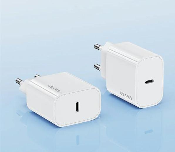 Produktbild Usams Ład. siec. 1xUSB-C T65 PD20W PD Fast Charging US-CC226 + kabel USB-C/USB-C US-SJ711 60W biały/