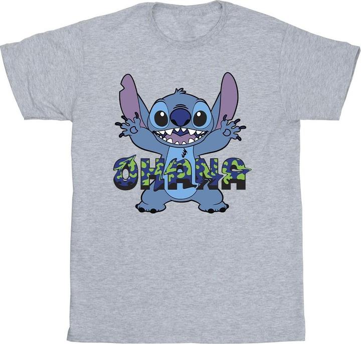 Disney Lilo And Stitch Ohana Blue Glitch TShirt Jungen