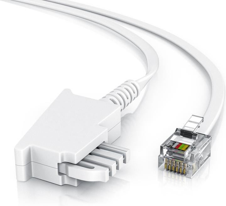 Actual product image CSL Telephone cable flat, TAE-F plug to RJ11, telephone socket to telephone, flat cable, fax, answering