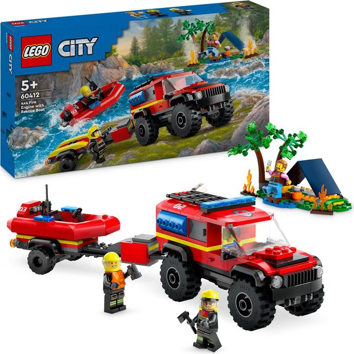 Produktbild LEGO Feuerwehrgeländewagen mit Rettungsboot (60412, LEGO City)
