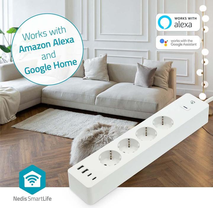 Actual product image Nedis SmartLife Power Strip Wi-Fi | Hybrid (CEE 7/7) / USB A / USB-C™ | 16 A | 3680 W | 2.00 m | 0 -