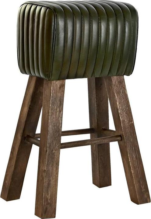 Produktbild DKD Home Decor Stool Wood Brown Leather Green (41 x 30 x 79 cm)