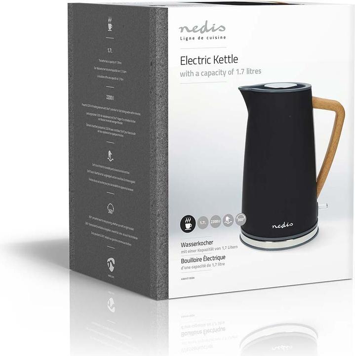 Immagine prodotto Nedis Bollitore | 1,7 l | Soft-Touch | Nero | Ruota di 360 gradi | Elemento riscaldante nascosto | S (1.70 l)