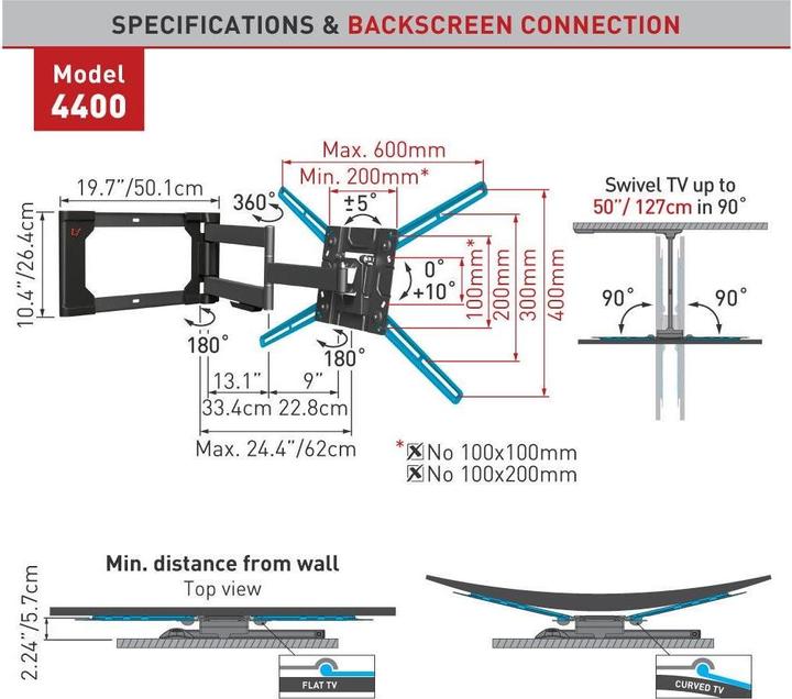 Actual product image Barkan WH 4400-SW (Wall, 80", 50 kg)