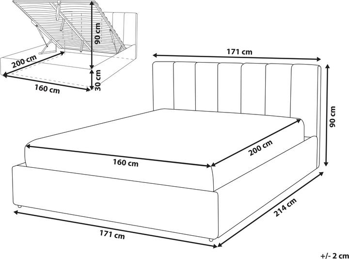 Immagine prodotto Beliani Letto imbottito grigio chiaro con rete pieghevole 160 x 200 cm DREUX (160 x 200 cm)