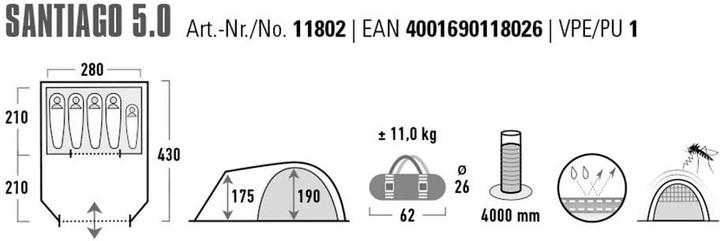 Actual product image High Peak Santiago (Dome tent, 11 kg, 5 persons)