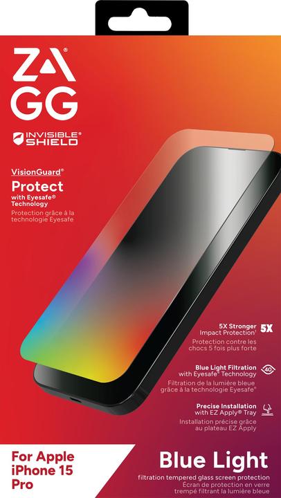Actual product image Zagg Glass Elite VisionGuard+ (1 Piece, Apple iPhone 15 Pro)