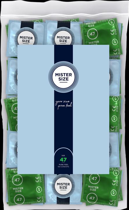 Produktbild Mister Size 47 mm Kondome, 100 Stück, Naturkautschuklatex, ultradünn, silikonbefeuchtet (100 Stk.)