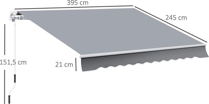 Actual product image Outsunny Hinged awning with hand crank (2.45 m)