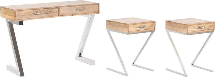 Actual product image Esprit Set of furniture Home Brown Silver Steel Mango wood 110 x 40 x 76 cm (3 Pieces) (110 x 40 x 76 cm)