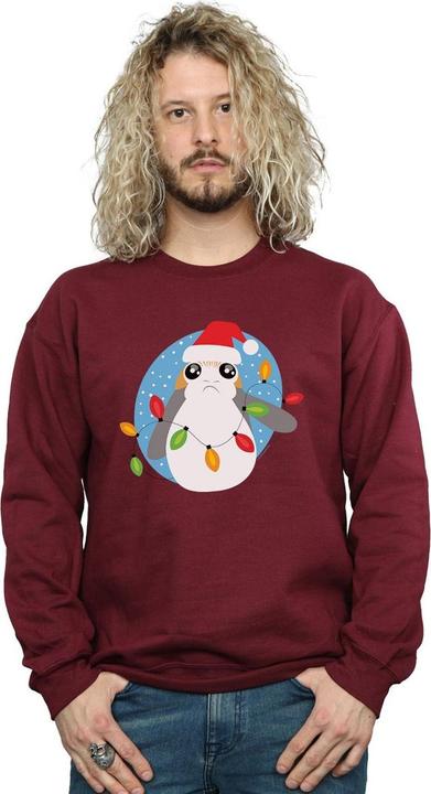 Actual product image Star Wars Mens The Last Jedi Porg Christmas Lights Sweatshirt (S)
