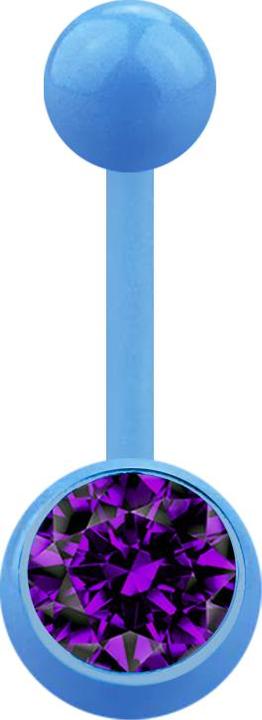Produktbild Star Piercing Banane hellblau mit Kugel und Kugel Kristall violett (Acryl, ohne Messing)