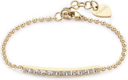 Actual product image Sagapo S'Agapµ - Elegant gold-plated bracelet with clear crystals Dazzly SDZ17 (18.50 cm, Stainless steel)