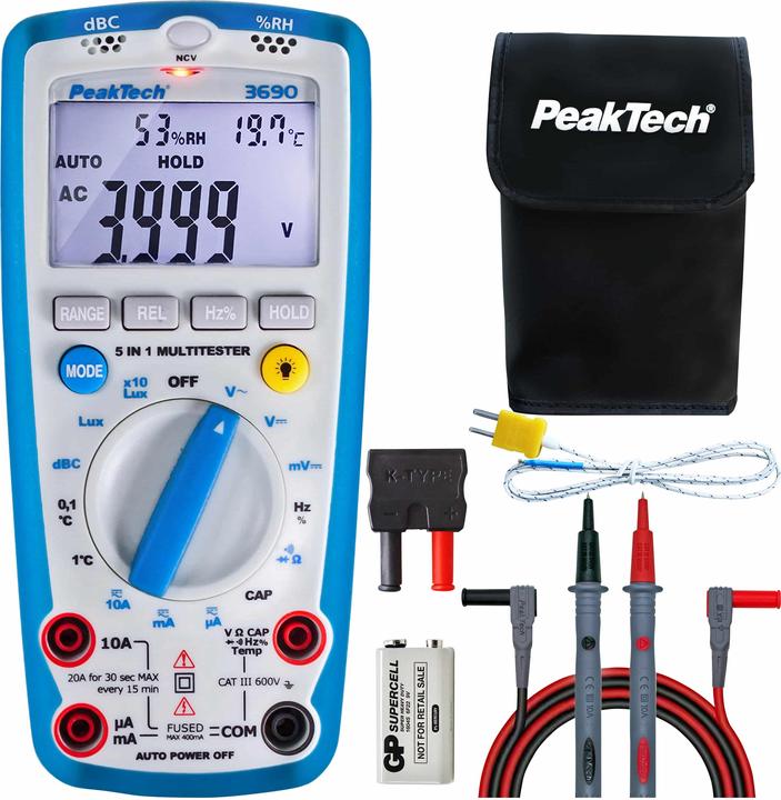Immagine prodotto Peaktech P 3690 Multimetro digitale (CAT III 600V)