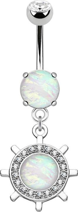 Actual product image Star Piercing Banana silver with pendant yacht bike and opal (Surgical steel 316L, Brass)
