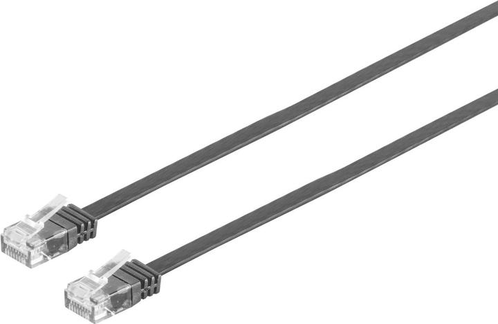 Actual product image Tecline Patch cable Cat.6 U/UTP, unshielded, flat, black, 2.0m superflat patch cable e.g. for wiring (U/UTP, CAT6, 2 m)
