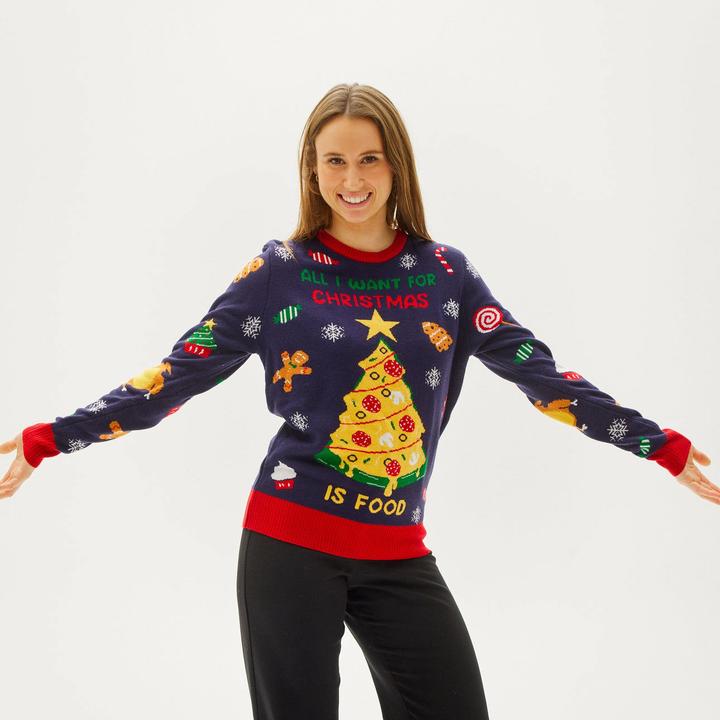 Image du produit Christmas Sweats All I Want For Christmas Is Food (Tout ce que je veux pour Noël) Sweat à LED (L)