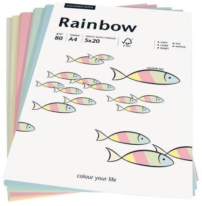 Image du produit Papyrus Papier Pastel Rainbow Mix (80 g/m², 100 x, A4)