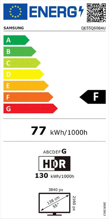 Energie-Label Samsung QE55Q60B (55", Q60B, QLED, 4K, 2022)