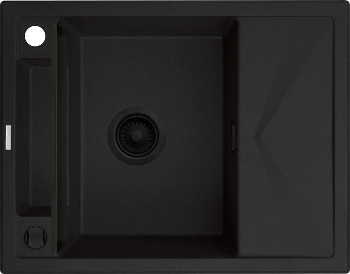 Produktbild Deante Schwarz NERO Matt MAGNETISCHE 1-SCHÜSSEL-GRANITSPÜLE MIT ABLAUF (64 cm, 50 cm)