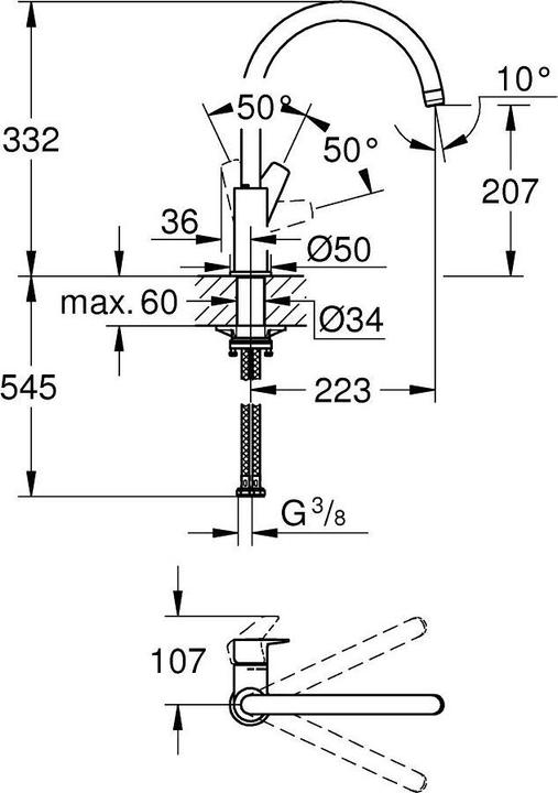 Actual product image Grohe Faucet GROHE1108 Start Edge 31369001