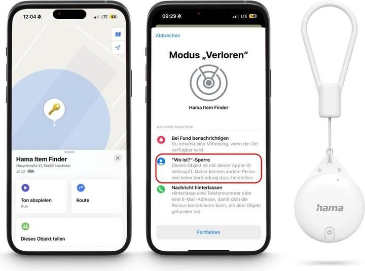 Produktbild Hama 185815 Schlüsselfinder Bluetooth f. Apple Weiss 4 St. Set (iOS)