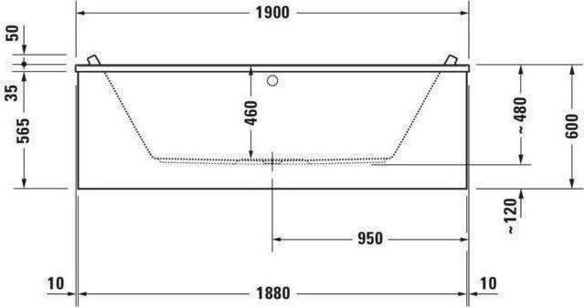 Produktbild Duravit Rechteck-Badewanne STARCK 2 Rückenschrägen 1900x900mm weiss (316 l, 190 cm, 90 cm)