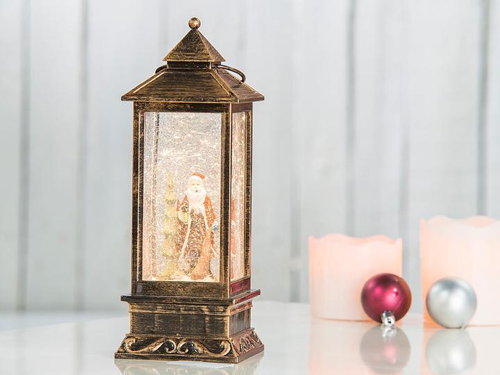 Image du produit Infactory Lanterne LED avec tourbillon de neige et Père Noël décoratif (1 x)