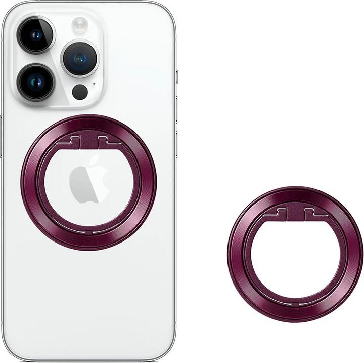 Actual product image Techsuit - MagSafe Phone Ring (MPR2) - Round Shape, Aluminium Alloy - Burgundy