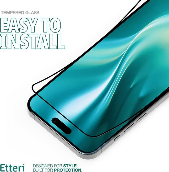 Actual product image Etteri tempered glass 9D for iPhone 16 Pro Max 6,9" (Apple iPhone 16 Pro Max)