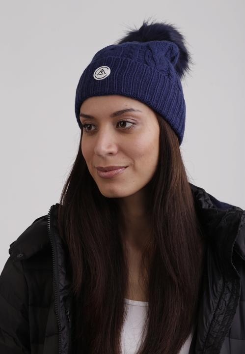 Produktbild Cash-Mere Kaschmir Mütze mit Zopfmuster und Bommel (One Size)