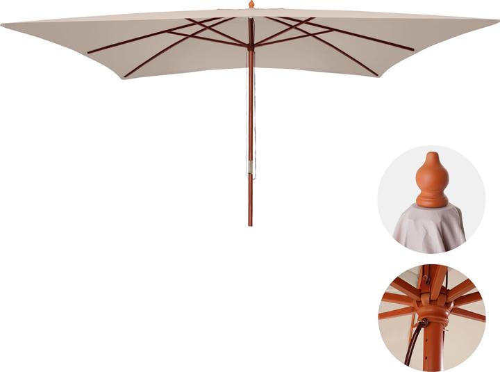Image du produit Swisshandel24 Parasol, Parasol de marché, 3x4m polyester/bois 6kg - crème (4 m)