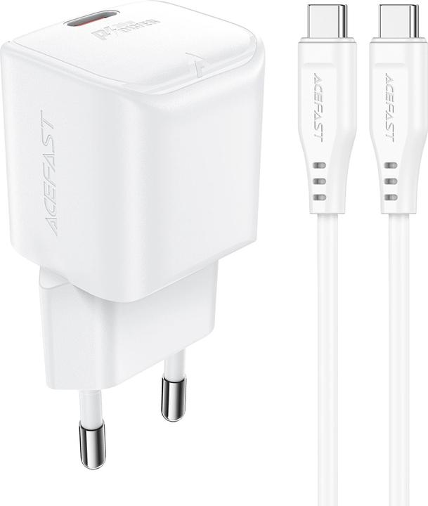 Productafbeelding Acefast Caricatore da muro A77 Mini PD 30W GaN + cavo USB-C - bianco (30 W)