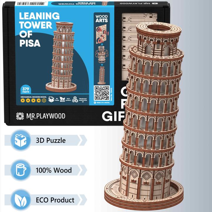 Produktbild Mr Playwood Playwood 3D Houten Puzzel Toren van Pisa (379 Teile)