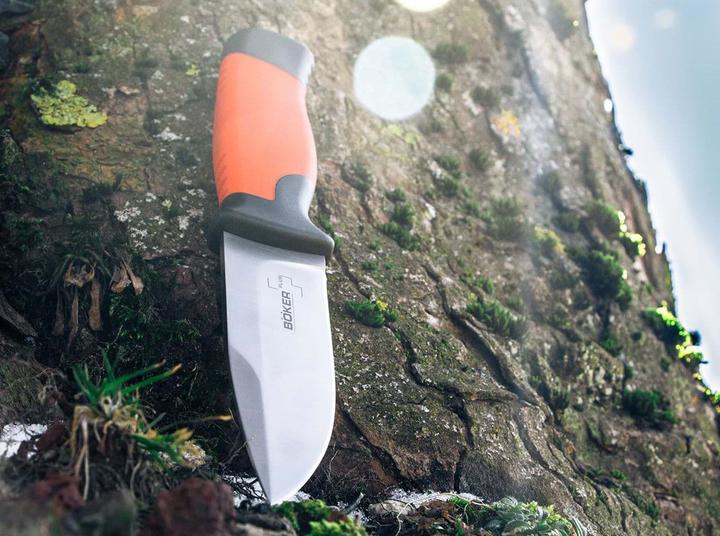Immagine prodotto Böker Plus 02BO014 Outdoorsman XL Coltello a lama fissa in acciaio 12C27 e gomma di colore arancione. (11.30 cm)