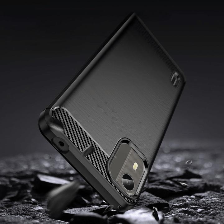 Produktbild Cover-Discount Nokia C12 - Metall Carbon Look Hülle schwarz (Nokia C12)