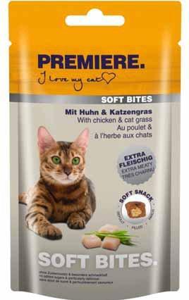 Immagine prodotto Premiere Morsi morbidi di pollo erba per gatti (40 g)