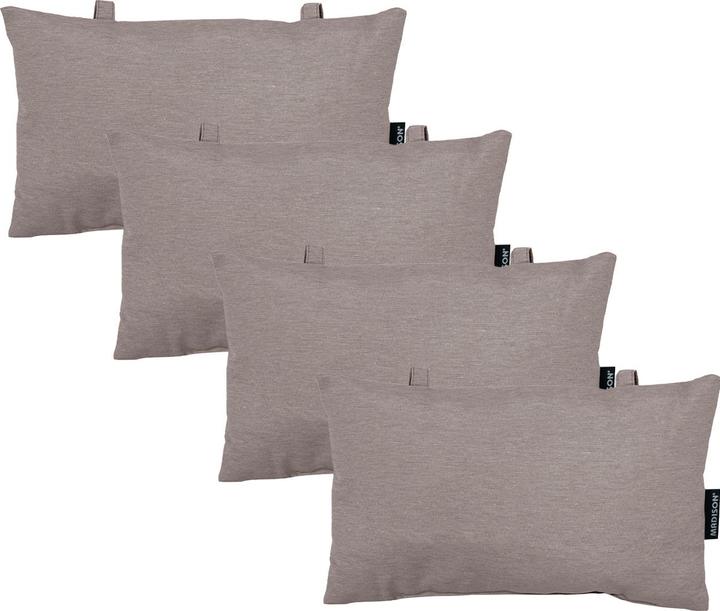 Produktbild Natura Punto 4er-Set Kopfkissen für Garten- und Liegestühle, ca. 24 x 40cm, taupe