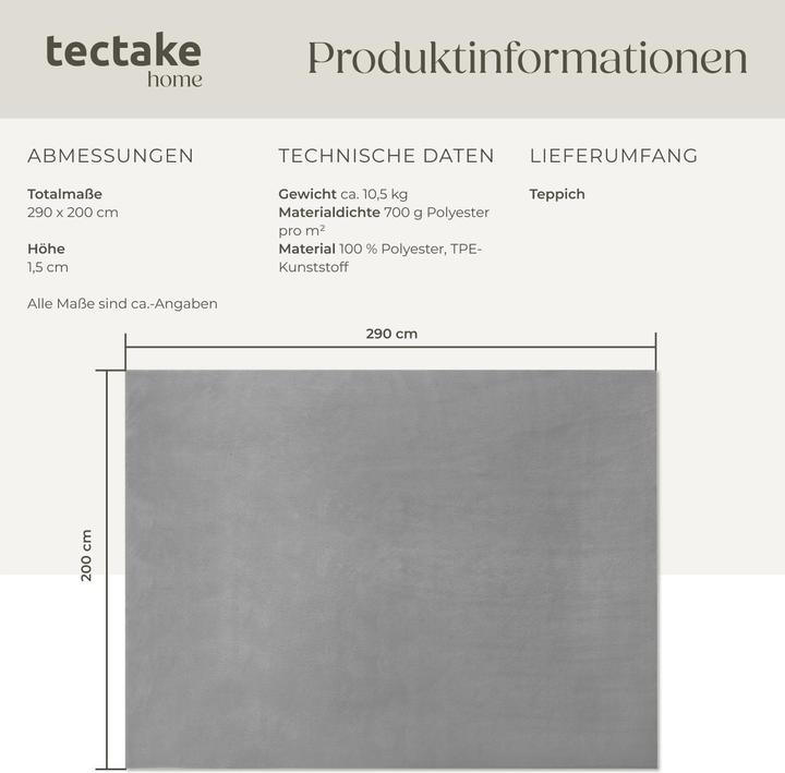Produktbild tectake Kurzflorteppich Soft Zone (200 x 290 cm)