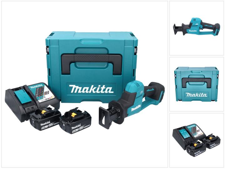 Actual product image Makita DJR189RTJ Cordless Reciprocating Saw, 18 V, 0 - 3100SPM, 22mm, 2x5.0Ah Li-ion, 2.5kg