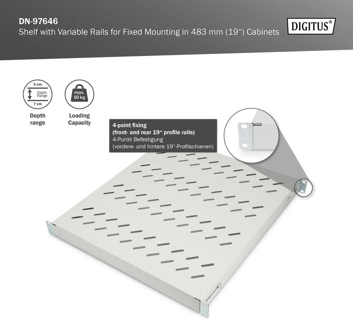 Actual product image Digitus Shelf for 1U